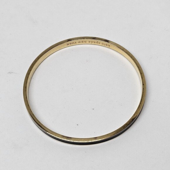 Kate Spade Black Enamel 'Draw the Line' Bangle Bracelet Gold Tone - Picture 6 of 16